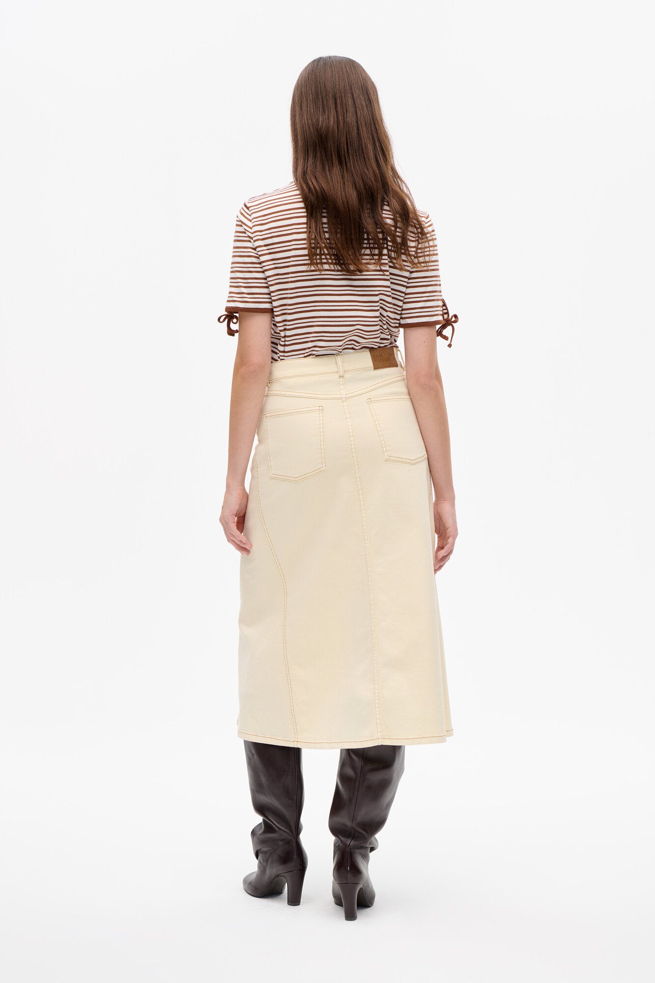 Janet t-shirt - Caramel Brown Stripe